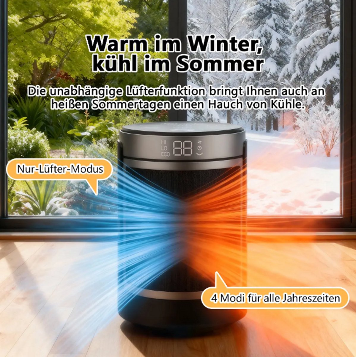 Mobiele Elektrische Keramische Kachel – 1500W – Ventilatormodus – Oscillatie – Afstandsbediening – Zwart