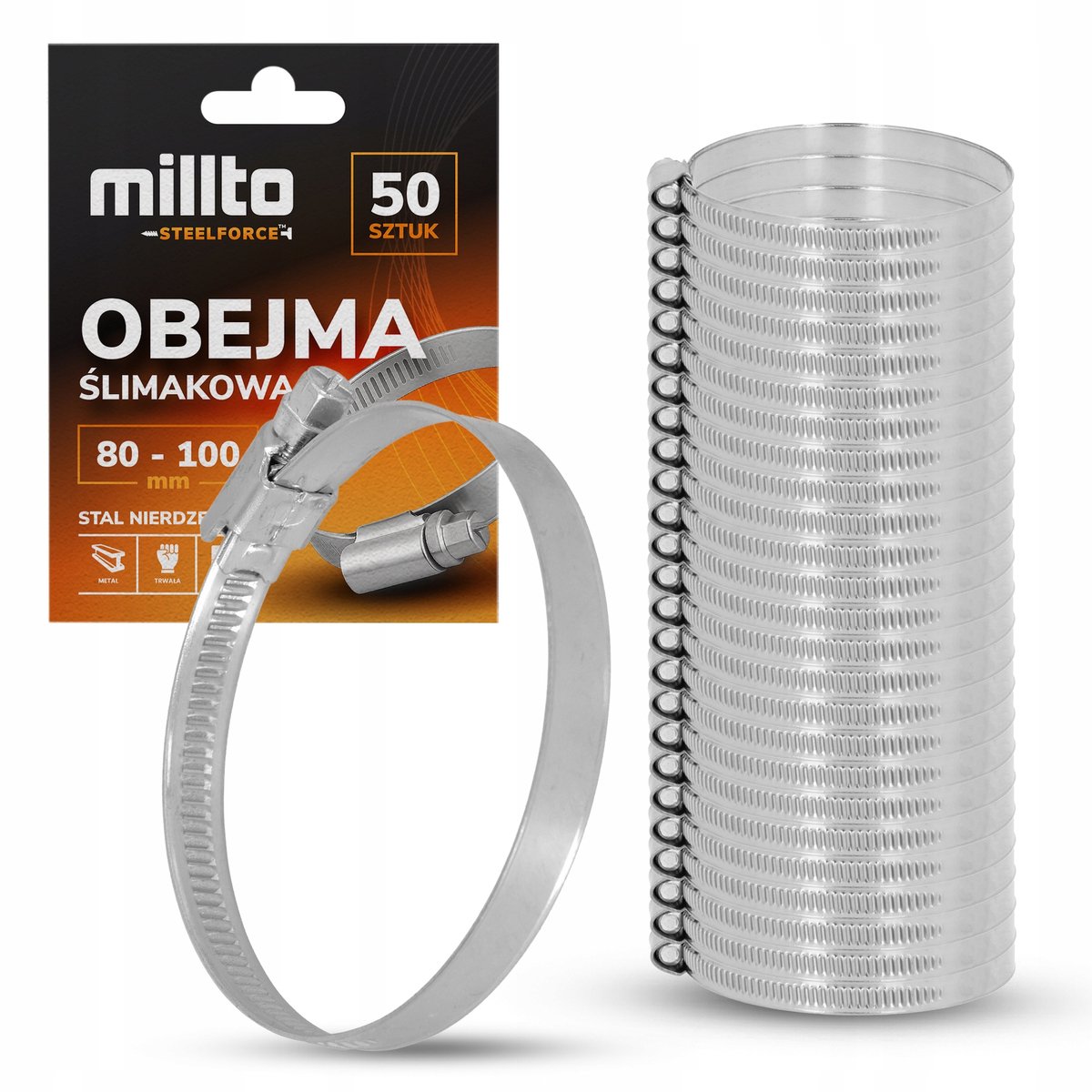 50x Metalen Slangklem 80-100mm Schroefklem Roestvrij Staal