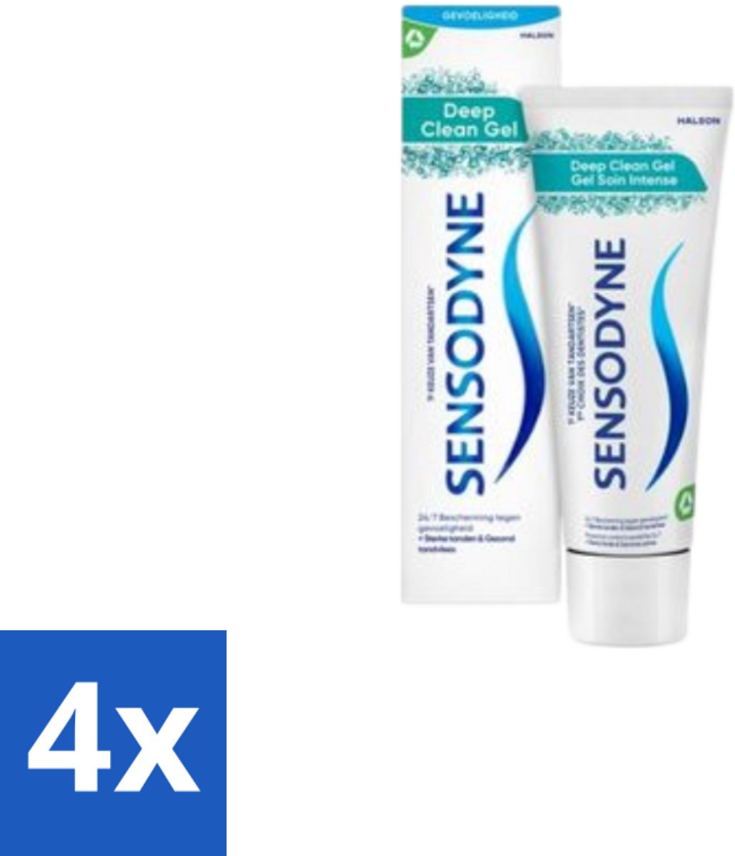 4 x Sensodyne Tandpasta Deep Clean Gel 75 ml - Gevoelige Tanden - Tandgevoeligheid - Tandpasta - Reiniging - Fluoride