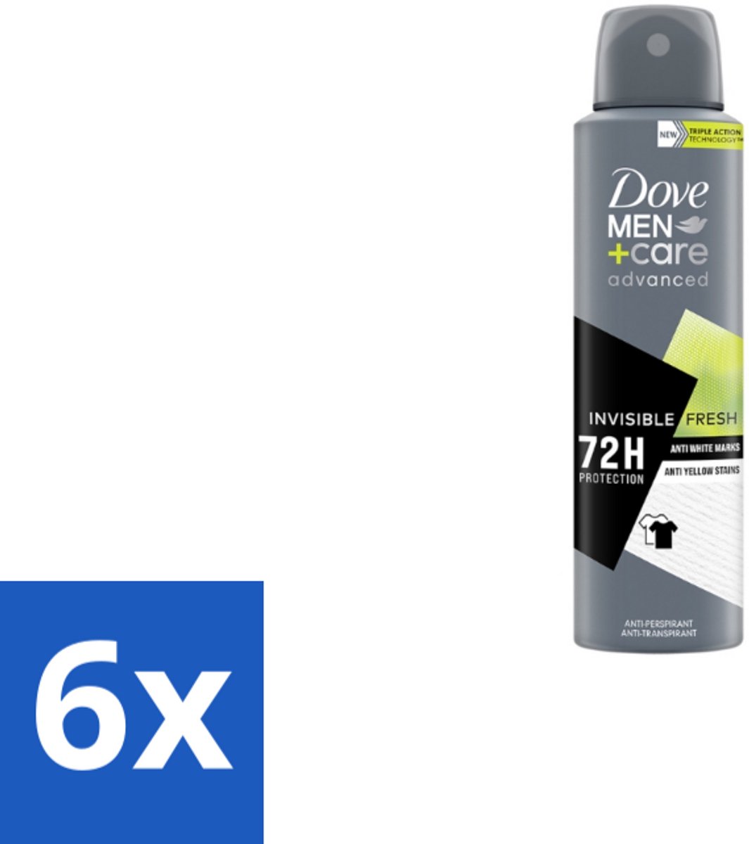 6 x Dove Men+Care – Deodorant Spray – Advanced Invisible Fresh – 150 ml - Deodorant Spray Voor Mannen - Frisheid Oksels - Geur Tegen Zweet - Zweetgeur Bestrijding - Verzorging Oksels