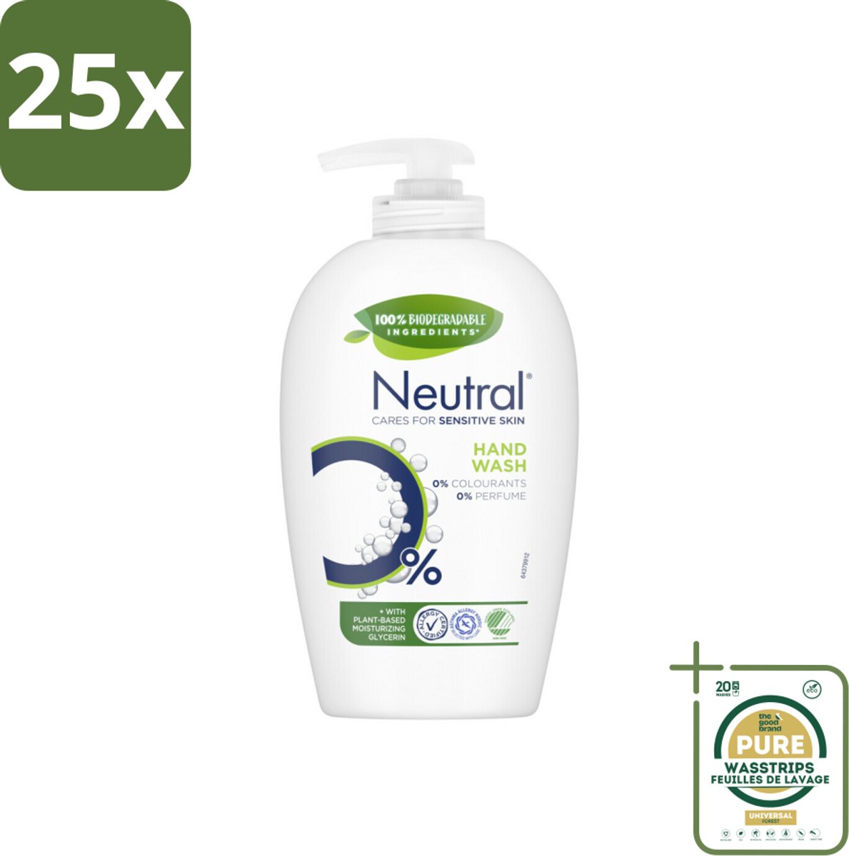 25 x Neutral Vloeibare Handzeep 250 ml - Grootverpakking - Gevoelige Huid - Handzeep - Vloeibare Handzeep - 0% Parfum - 0% Kleurstof