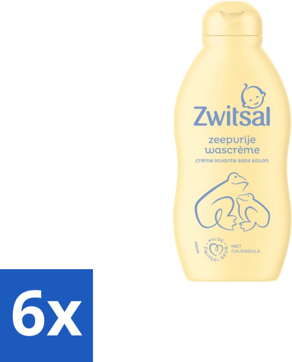 6 x Zwitsal – Wascrème – Zeepvrij – 200 ml - Babyhuid Verzorging - Zeepvrije Wascrème - Baby Wascrème - Huidbescherming - Anti-prik