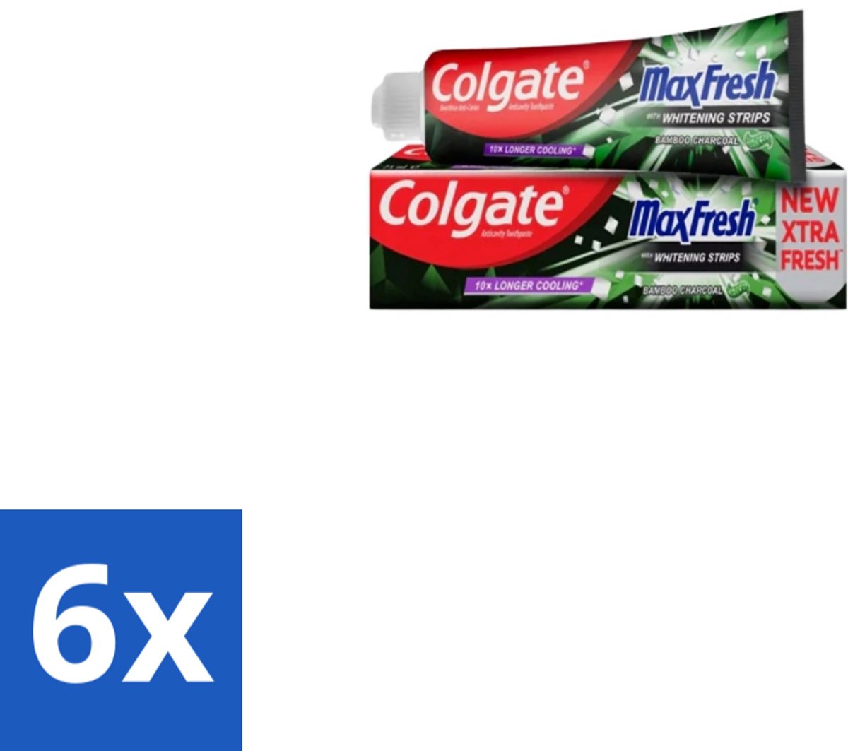 6 x Colgate – Tandpasta – MaxFresh Whitening Bamboo Charcoal – 100 ml - Tandpasta - Witte Tanden - Ademverfrissend - Bamboe Houtskool - Mondverzorging