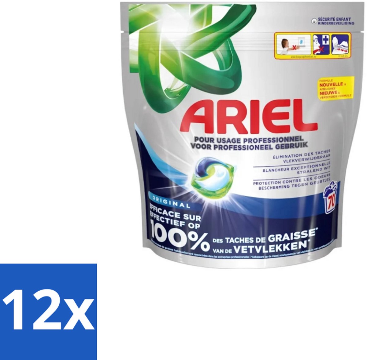 12 x Ariel – Wasmiddel Pods – All-in-1 Regular – 70 wasbeurten - Wasmachine - Waspod - Reiniging - Vlekken Verwijderen - Koud Water Wasen
