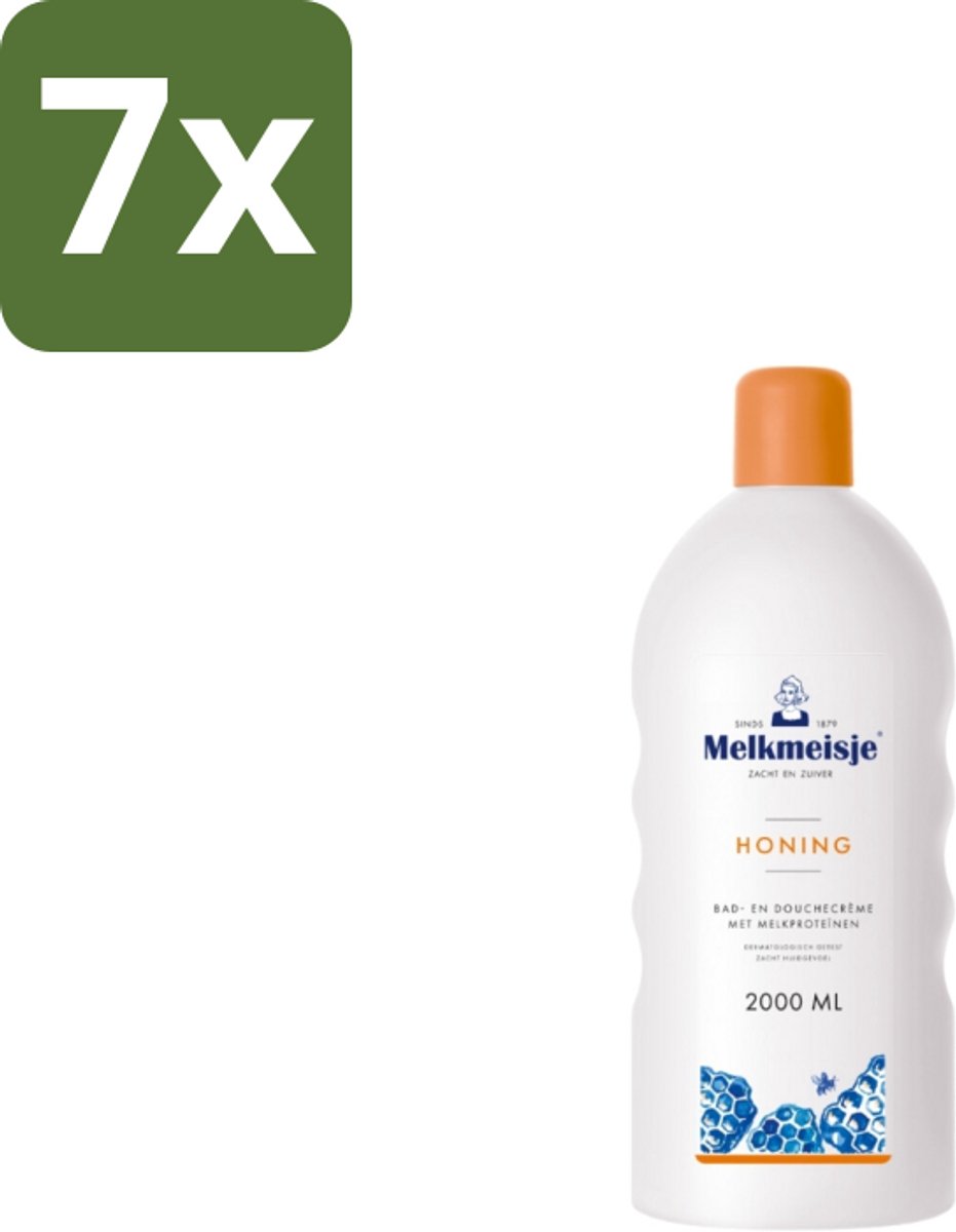 Melkmeisje Bad en Douche Crème Honing 2000 ml - Bulkverpakking - 7 stuks