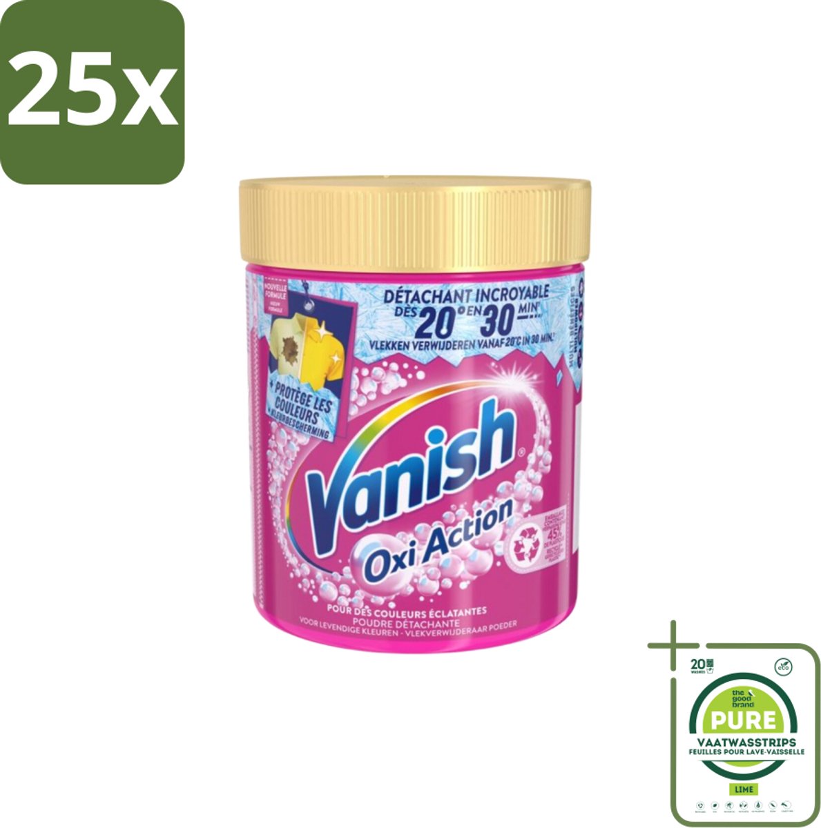 25 x Vanish – Wasbooster Poeder – Oxi Action Gekleurde Was – 470 g - Grootverpakking - Wasbooster - Kleurbehoud - Vlekverwijdering - Wasmiddel - Anti-verkleuring