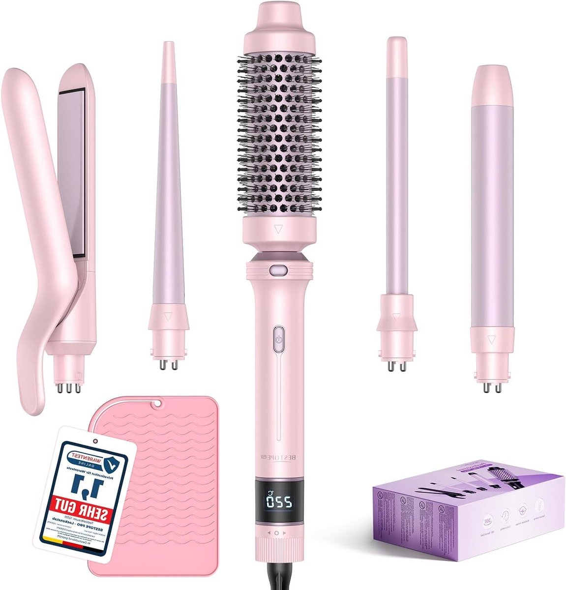Krultang Set - Haarstyling Tool - Diverse Kapsels Maken - 5-in-1 Functionaliteit - 13 Temperatuur Instellingen - Roze