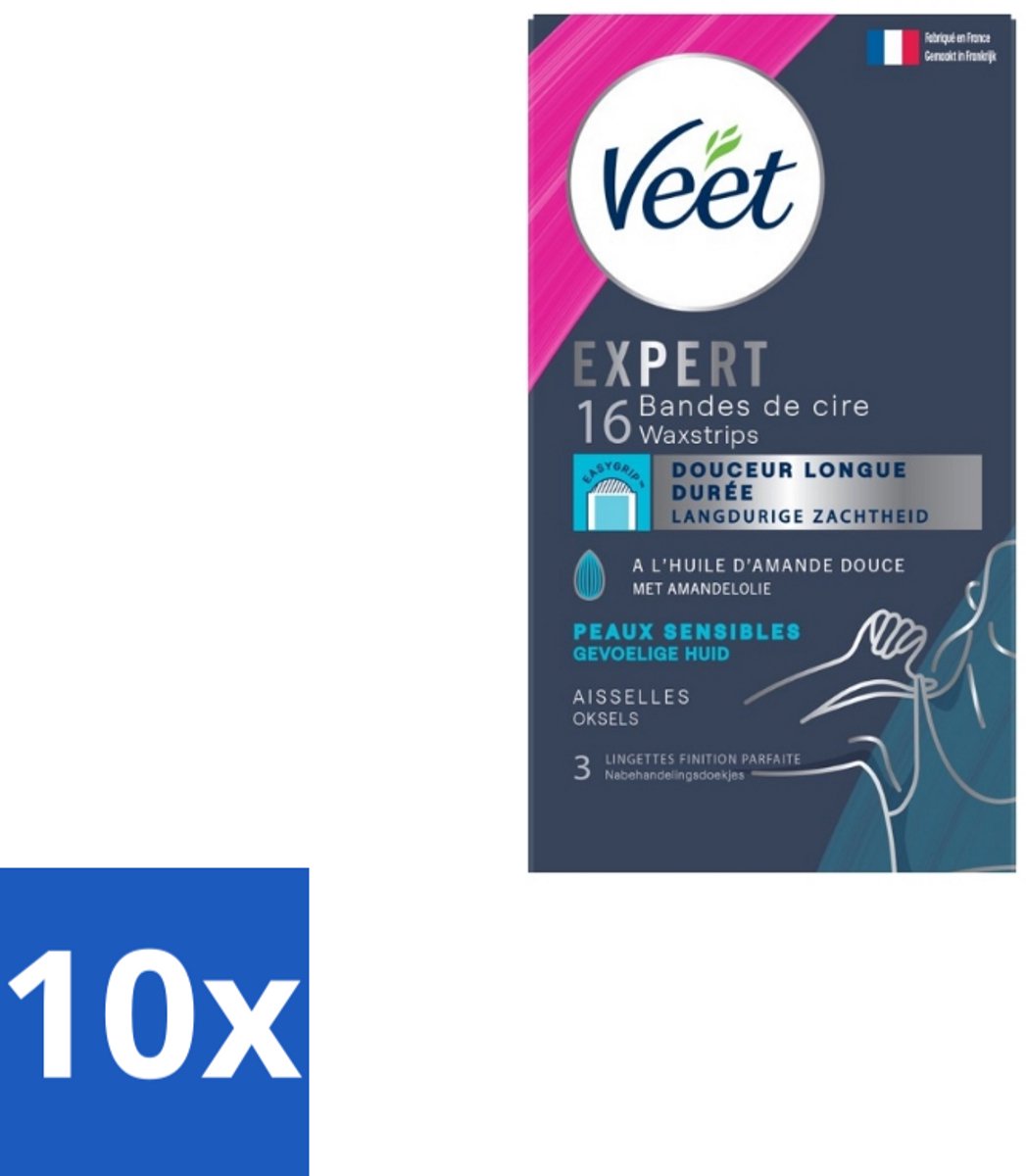 Veet – Ontharingsstrips – Expert Gevoelige Huid Oksels – 16 Strips - Bulkverpakking - 10 stuks