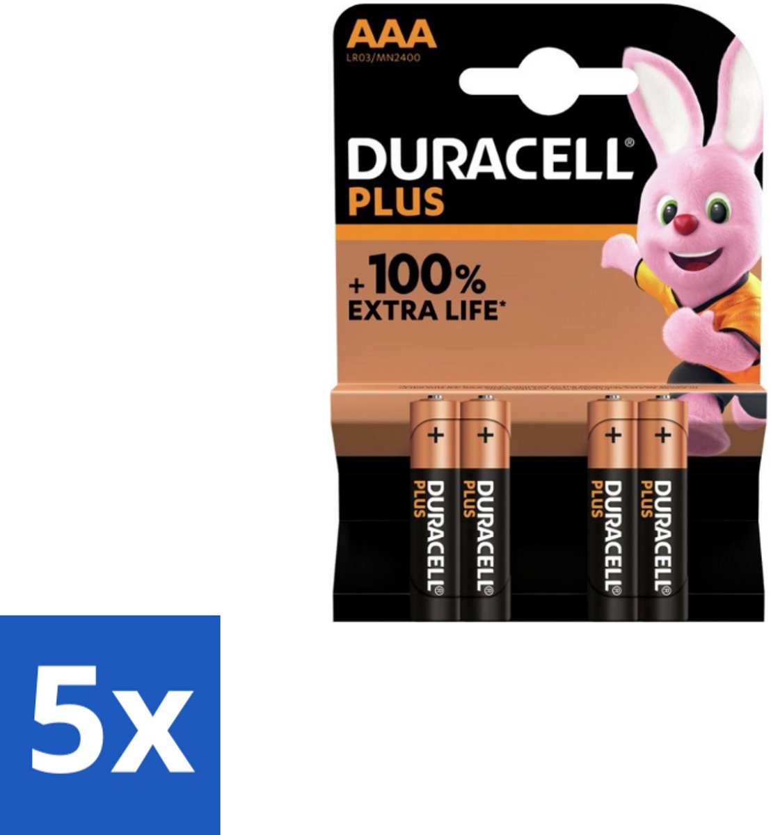 5 x Duracell – Alkaline Batterijen AAA – Plus – 4-pack - AAA Batterijen - Alkaline Batterijen - Langdurige Batterijen - Batterijen Voor Speelgoed - Batterijen Voor Zaklampen