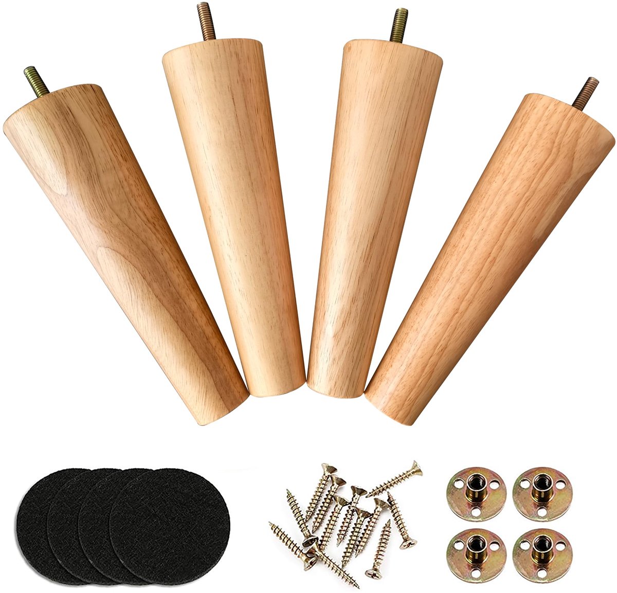 REGAL DISPLAY meubelpoten 15cm, houten meubelpoten, poten voor meubels, bankpoten set van 4 met Rubber Protection Pad - ShopVlot