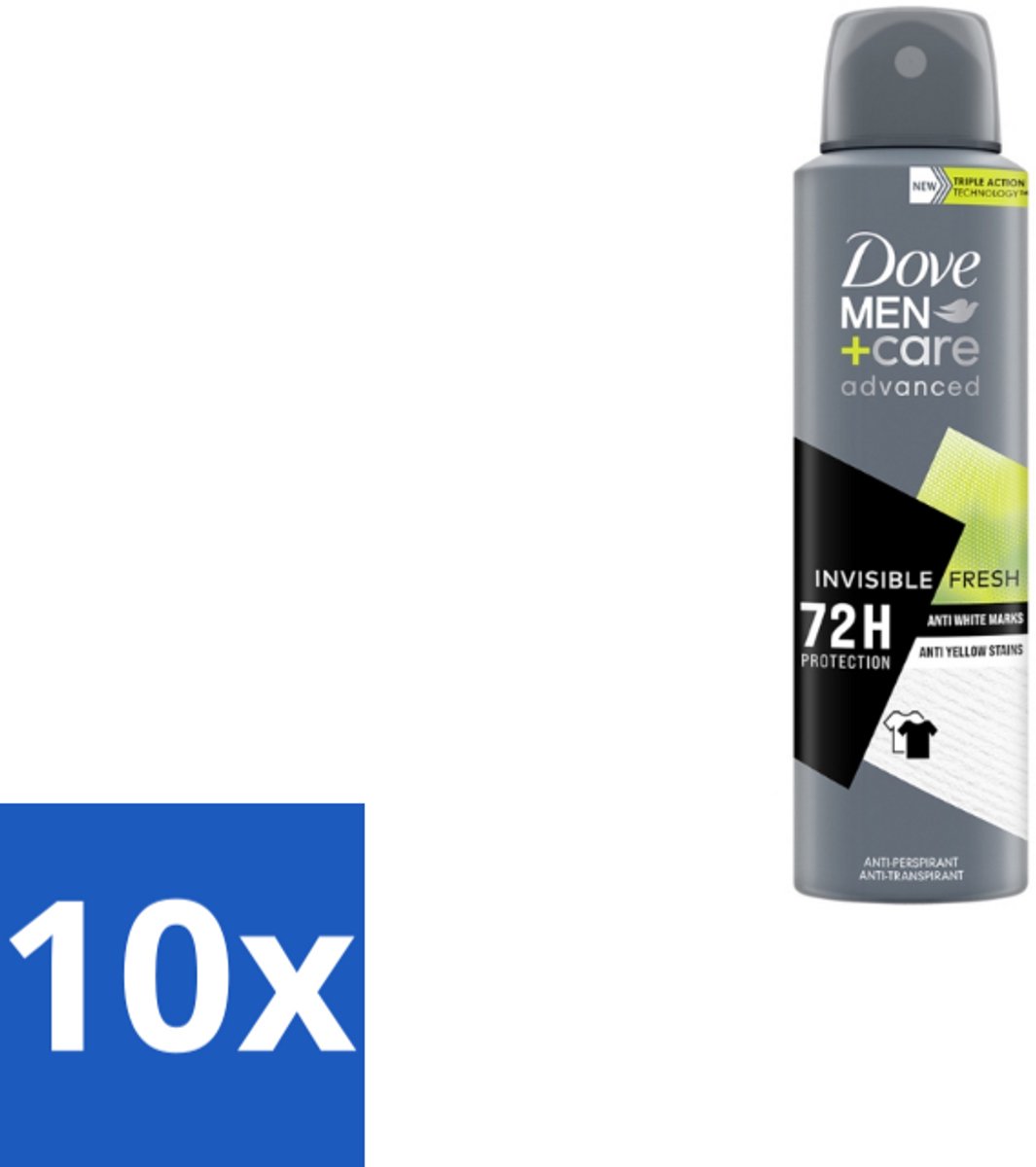 10 x Dove Men+Care – Deodorant Spray – Advanced Invisible Fresh – 150 ml - Deodorant Spray Voor Mannen - Geur Tegen Zweet - Verzorging Okselhuid - Frisheid - Zweetgeur