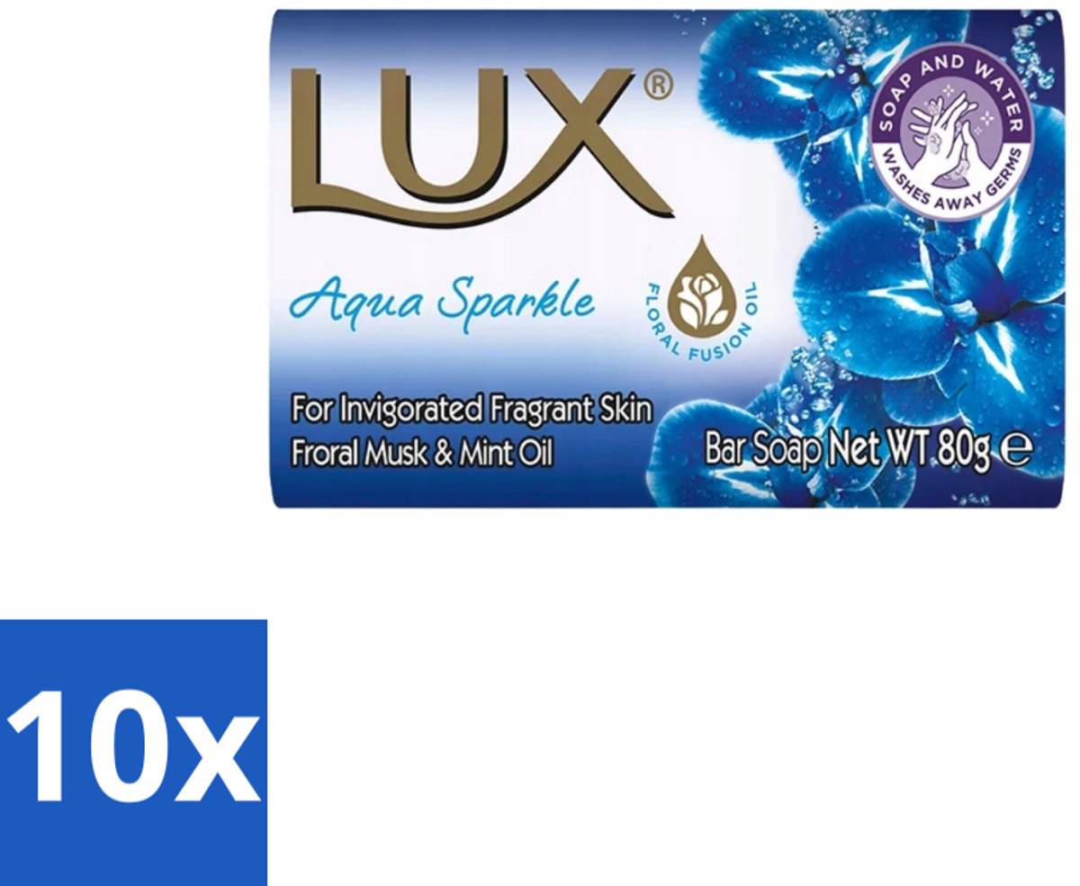 10 x Lux – Bar Soap – Aqua Sparkle – 80 g - Zeeptablet Aqua Sparkle - Aqua Sparkle Zeep - Luxe Zeep - Reinigende Zeep - Frisse Zeep