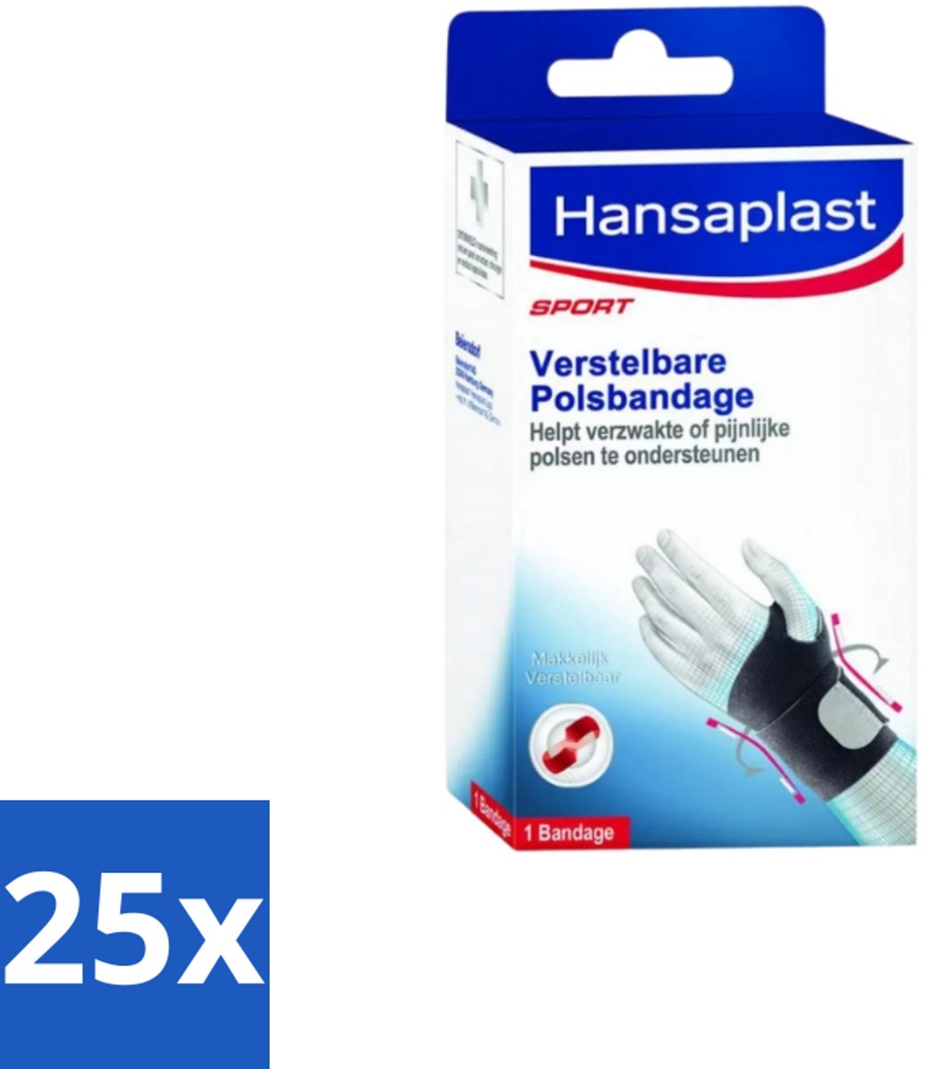 Hansaplast – Sport Polsbandage – Verstelbaar – Universele Maat - Bulkverpakking - 25 stuks