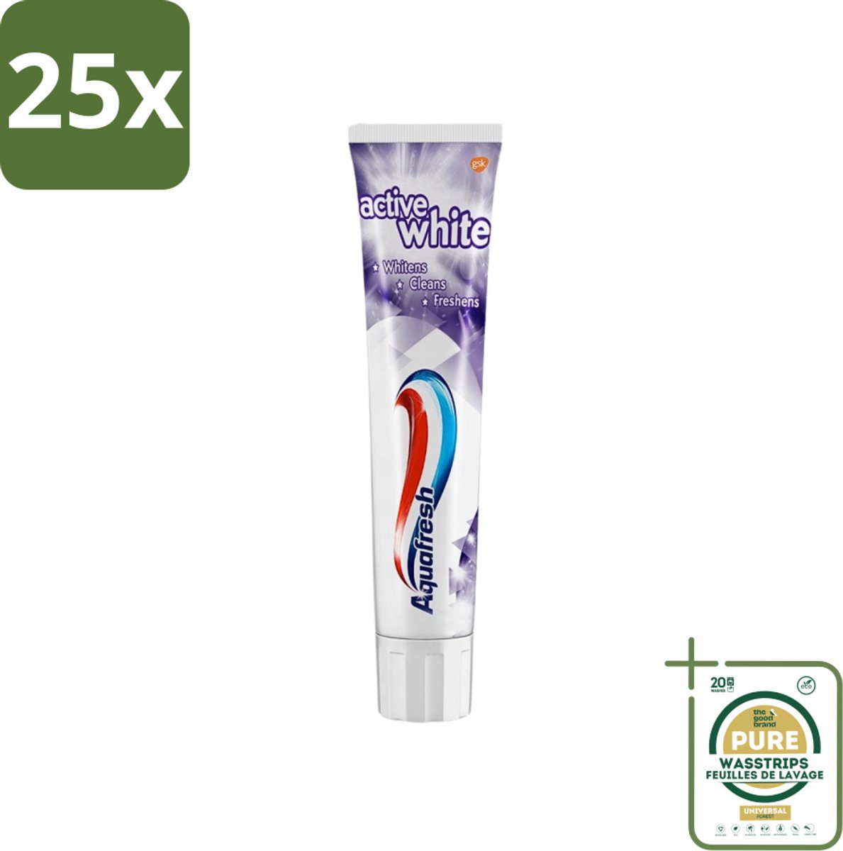 25 x Aquafresh - Tandpasta - Whitening - Stralend Witte Tanden - 100 ml - Grootverpakking - Tandpasta Whitening - Stralende Tanden - Witte Tanden - Frisse Adem - Tandplak Verwijderen