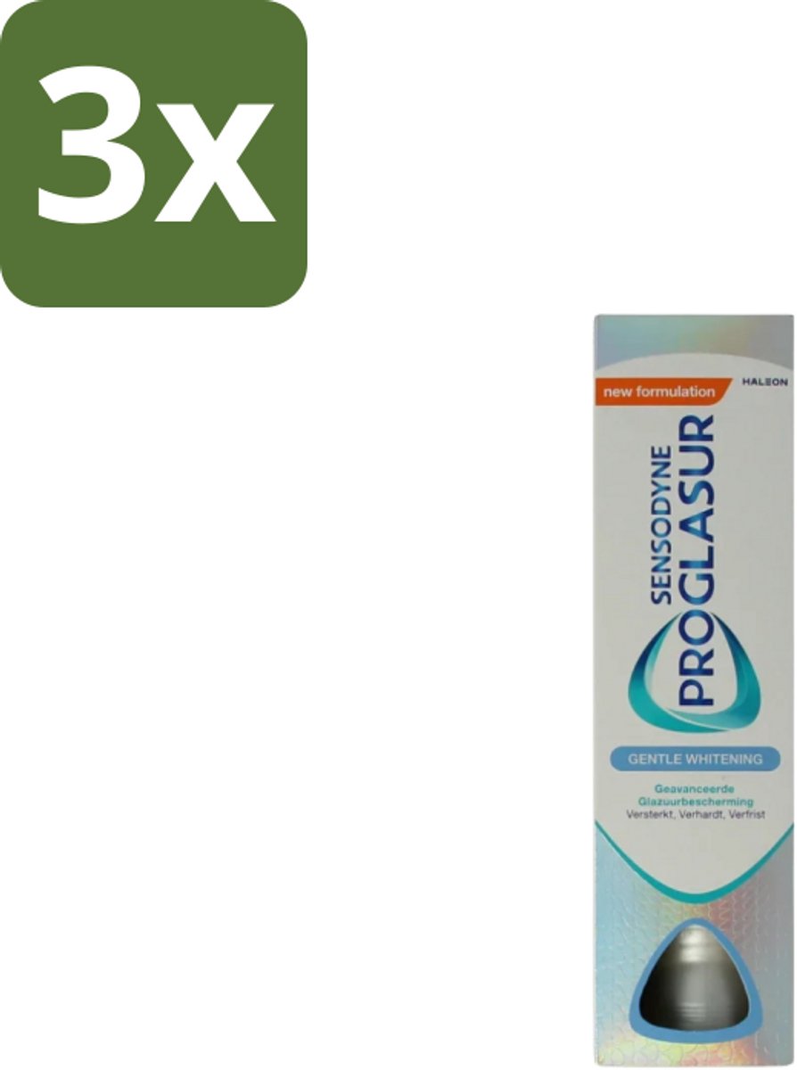 3 x Sensodyne Tandpasta ProGlasur Multi-Action Gentle White 75 ml - Tanderosie Bescherming - Tandglazuur Herstellen - Tanden Witter Maken - Gevoelige Tanden - Fluoride