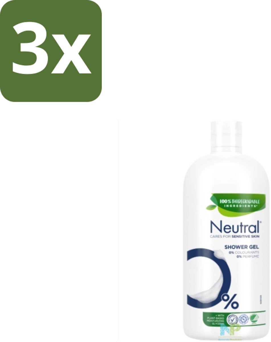 3 x Neutral – Douchegel – Sensitive Skin – 900 ml - Gevoelige Huid - Droge Huid - Parfumvrije Douchegel - Milde Douchegel - Dermatologisch Getest