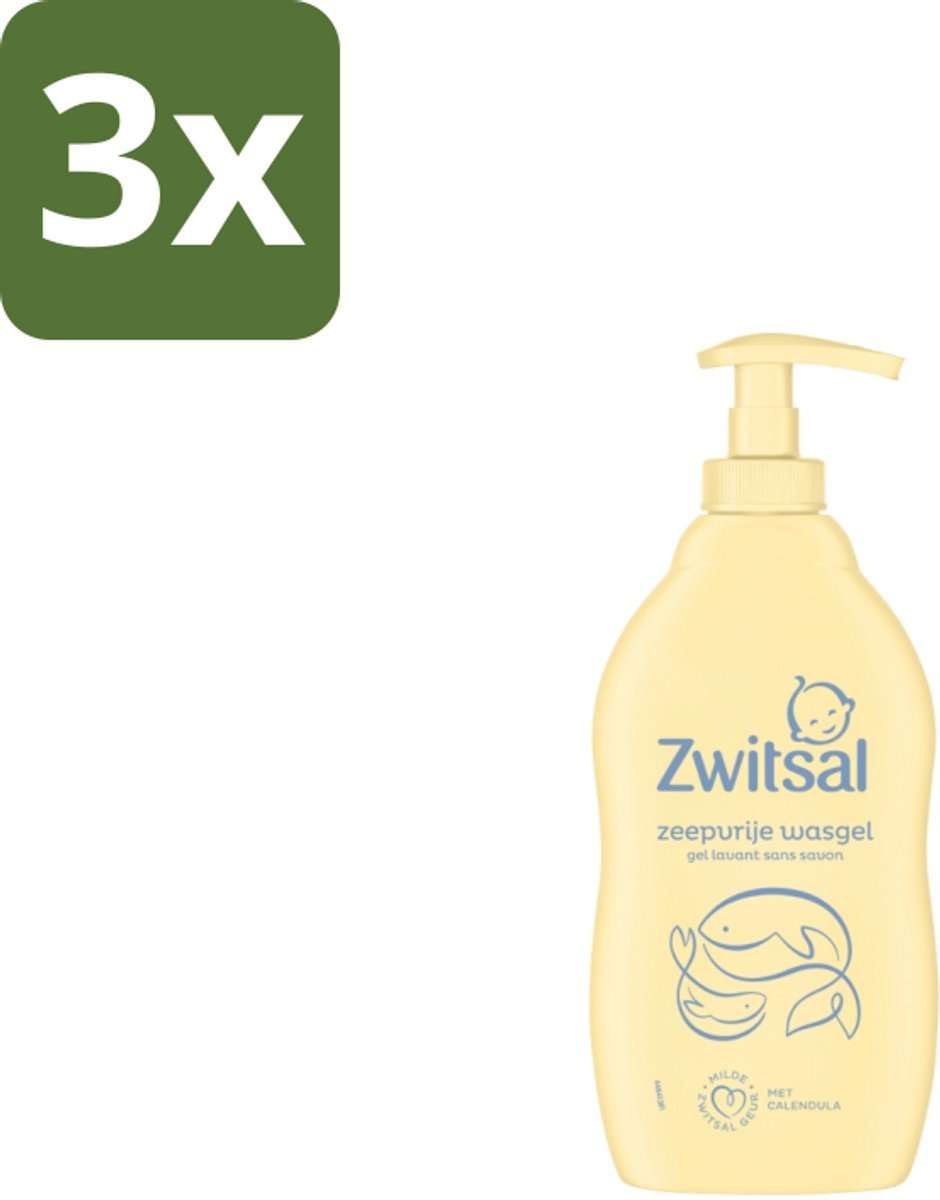 3 x Zwitsal Zeepvrije Wasgel 400 ml - Babyhuid - Zeepvrije Wasgel - Wasgel Baby - Baby Wasgel - Glycerine