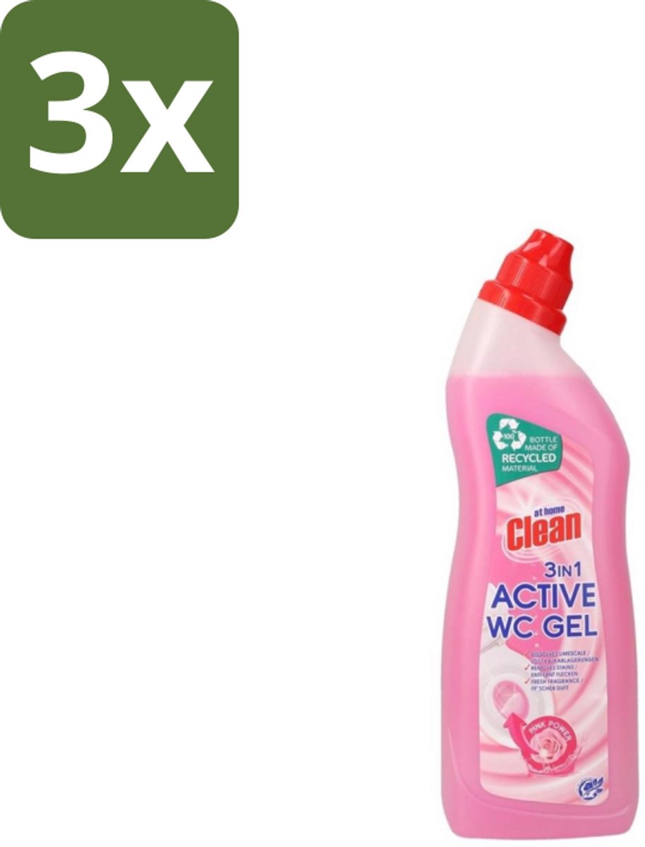 3 x At Home Clean – Toiletreiniger – 3-in-1 Formule – 750 ml - Toiletreiniger - Reinigen - Ontkalken - Frisheid - Hygiëne