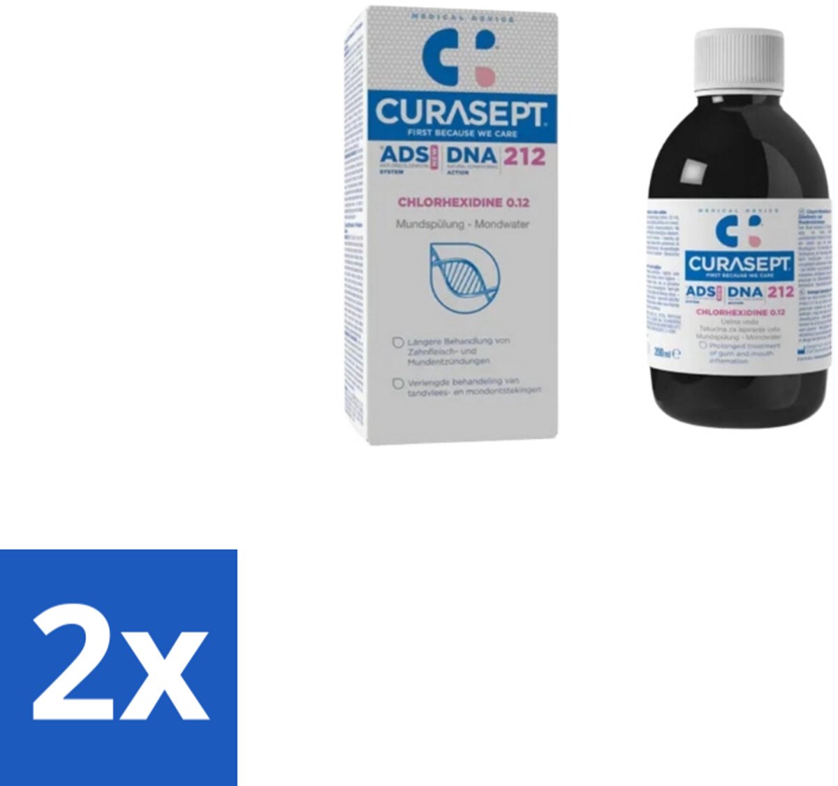 2 x Curasept – Mondspoeling – ADS DNA 212 CHX 0,12% – 200 ml - Mondspoeling - Chloorhexidine - Tandvlees - Tandplak - Mondhygiëne