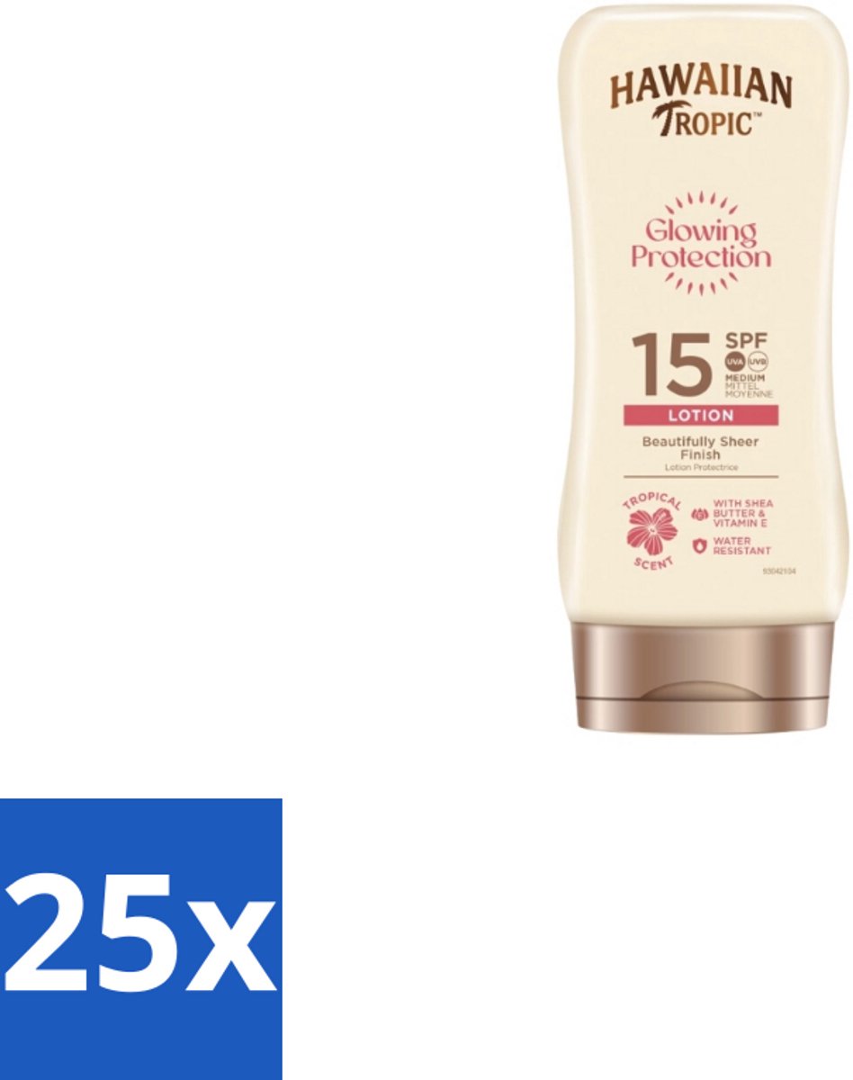 25 x Hawaiian Tropic – Zonnebrand Lotion – Satin Protection Ultra Radiance – SPF - Zonbescherming - Zonnebrandlotion - Huidbescherming - Stralende Huid - UV Bescherming