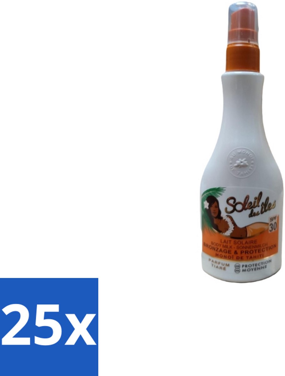 25 x Soleil des Îles – Zonnemelk – Monoï de Tahiti SPF30 – 150 ml - Zonnescherm - Zonnebrandmelk - Monoï Tahiti - Huidbescherming - Zonbescherming