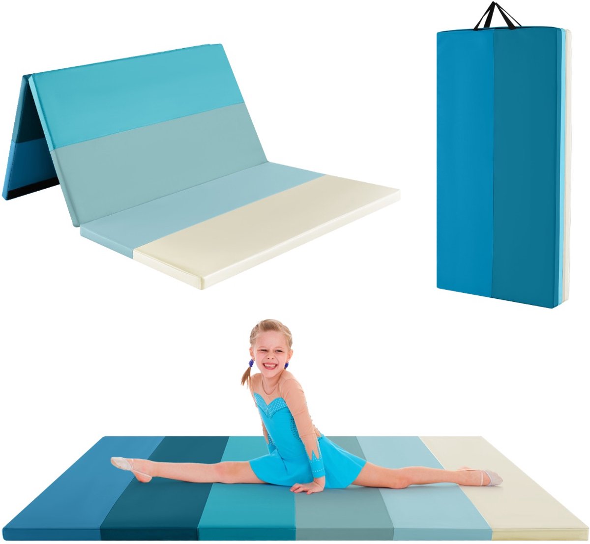 SureDeal® - Yogamatt - Opvouwbare Turnmat Zachte - Draaghandgreep - 180x120x4 cm - Groen
