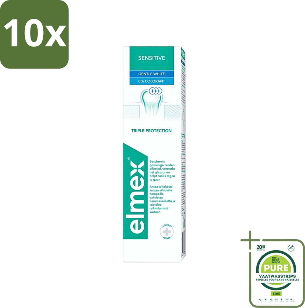 10 x Elmex - Tandpasta - Sensitive Whitening - Triple Protection - 75 ml - Grootverpakking - Gevoelige Tanden - Tandpasta - Mondgezondheid - Witte Glimlach - Bacteriënbestrijding