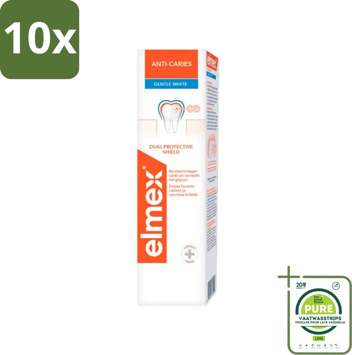 10 x Elmex Tandpasta Anti-Cariës Gentle White 75 ml - Grootverpakking - Anti Cariës - Whitening Tandpasta - Tandpasta Anti Cariës - Remineralisatie - Tanden Beschermen