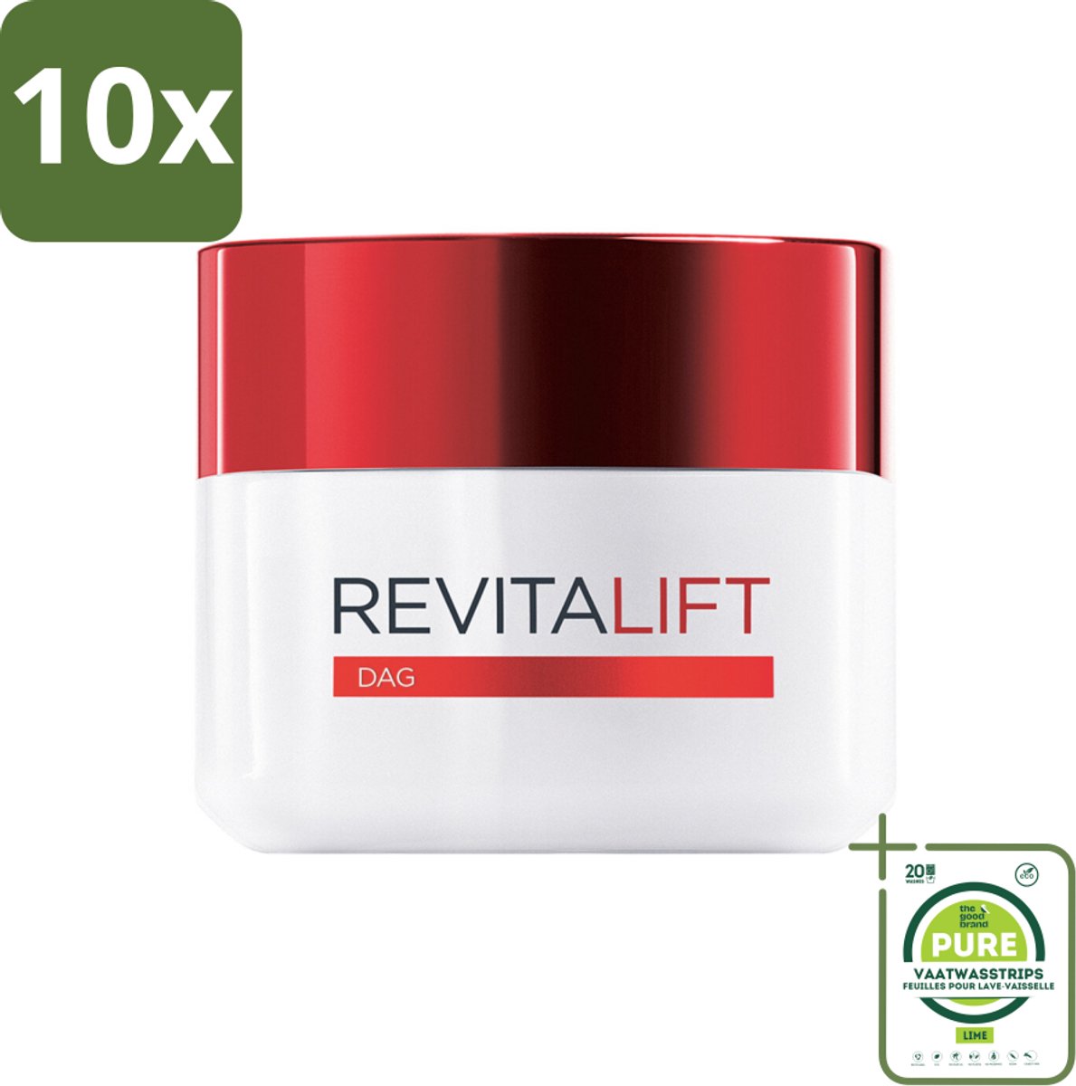 10 x L'Oréal Revitalift Anti-Rimpel Dagcrème 50 ml - Grootverpakking - Anti-aging Crème - Rimpels - Veroudering - Huidverzorging - Retinol