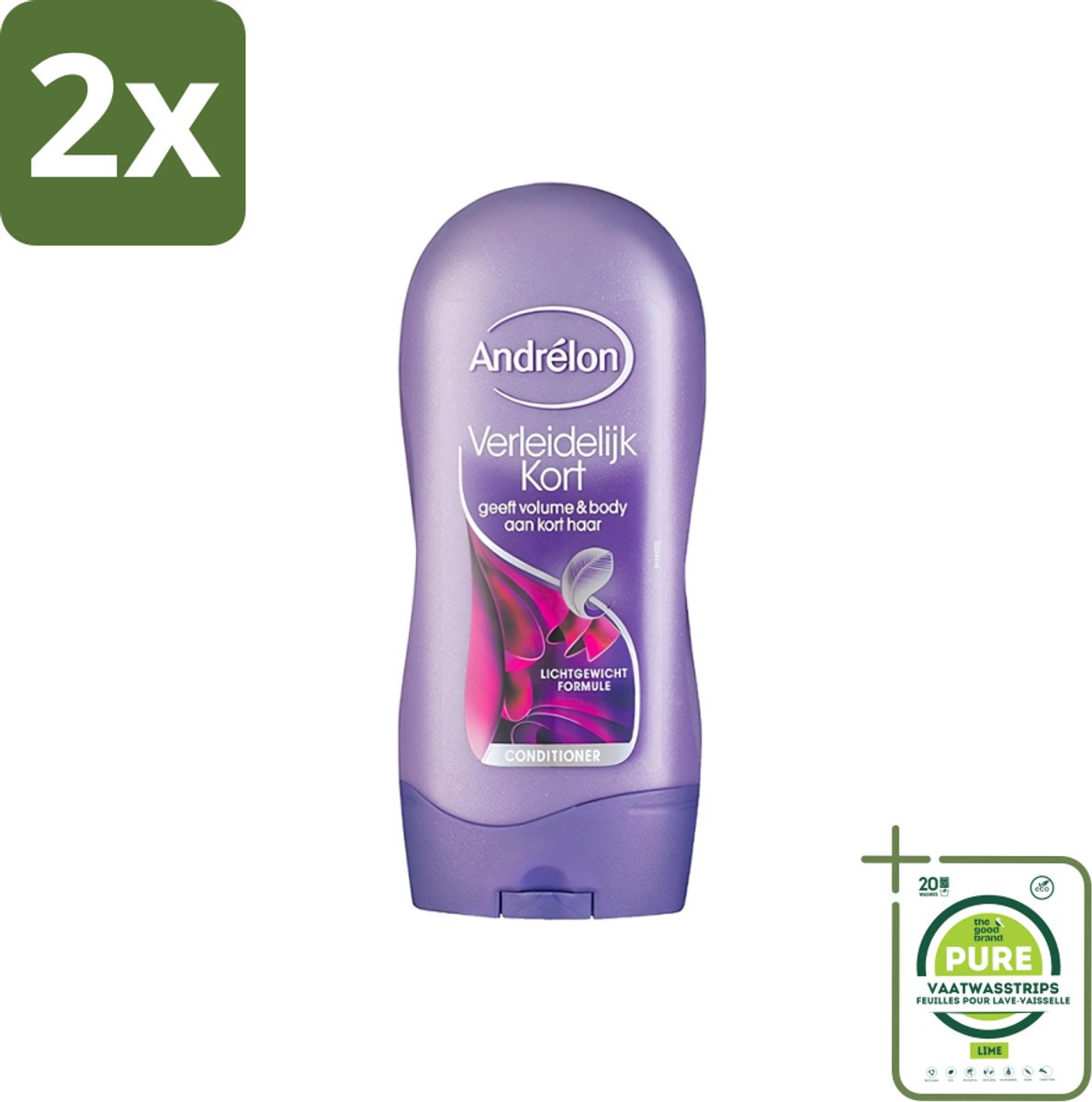 Andrélon - Verleidelijk Kort - Conditioner - Voor Kort Haar - 300 ml - Voordeelverpakking - 2 stuks - Kort haar conditioner - Volume voor kort haar