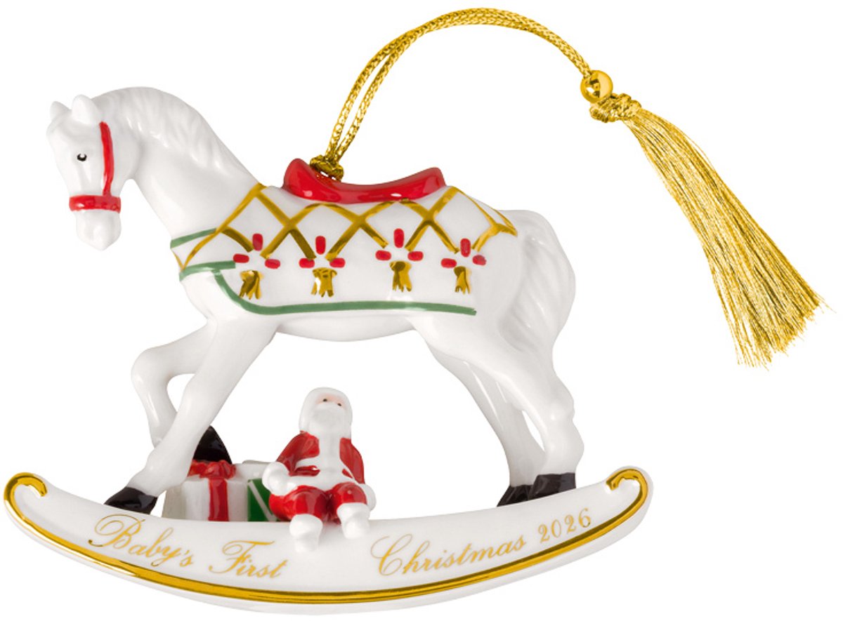 Villeroy & Boch Ornament Schaukelpferd 2026 Christmas Classics 10,9 x 3,8 x 8,9 cm wit-goud