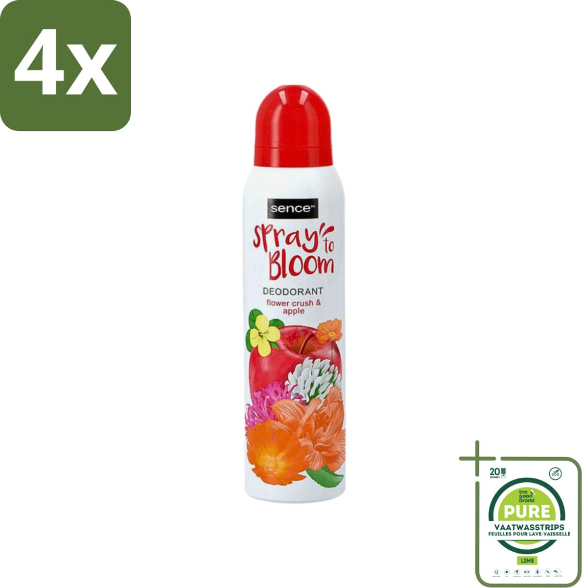 Sence - Body-X Women - Deodorant - Spray - 150 ml - Voordeelverpakking - 4 stuks - Sence Body-X Women Deodorant Spray - Fruitige geur