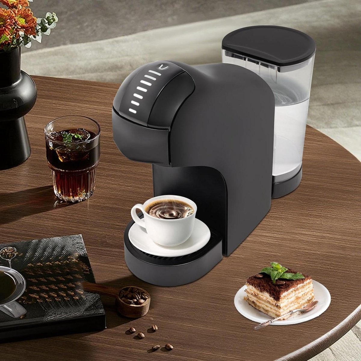 Capsule Koffiezetapparaat - Eenkopsmachine Espresso - Snel Koffie Zetten - Hogedrukpompsysteem - Compact Formaat - Zwart
