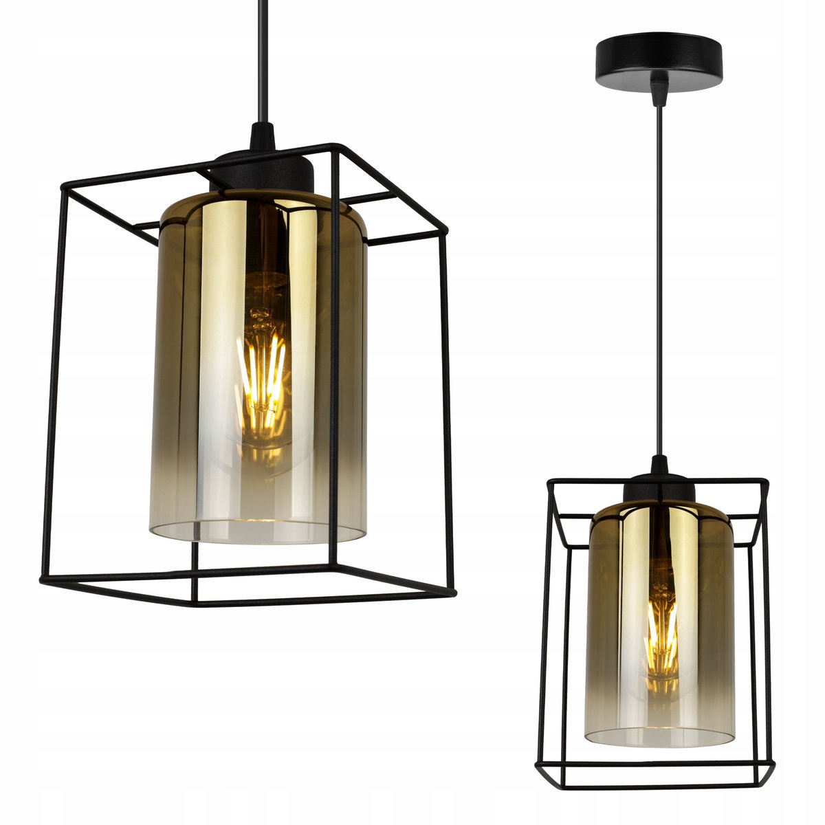 Moderne Hanglamp Glas Zwart Goud - Verstelbare Hoogte