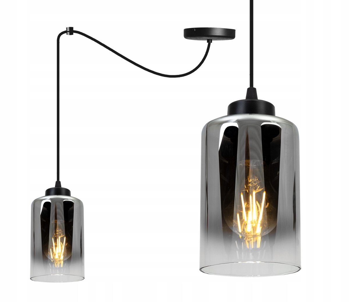 Merkloze Hanglamp Zwart Glas - Loft Stijl