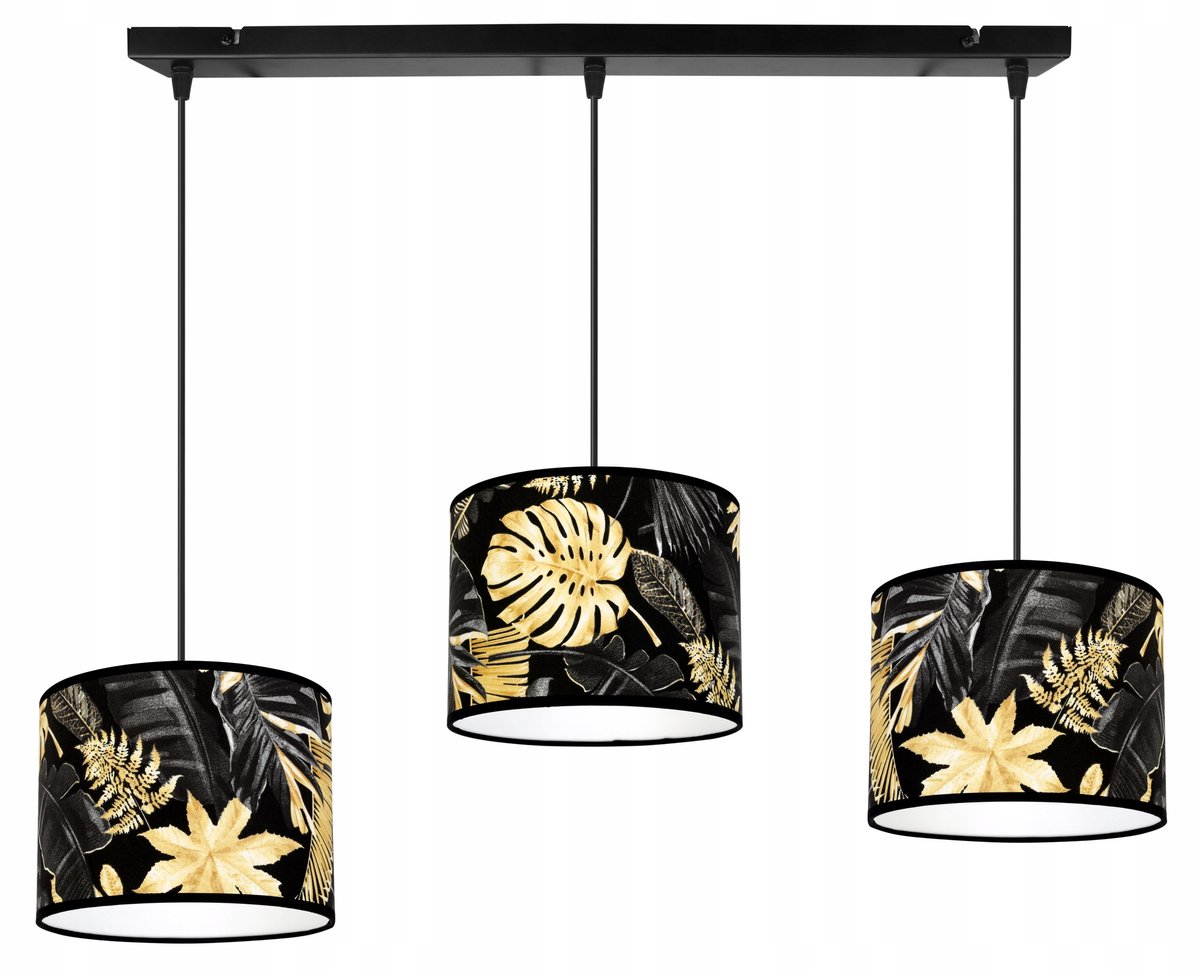Merkloze Hanglamp met Gouden Bloemmotief - Zwart