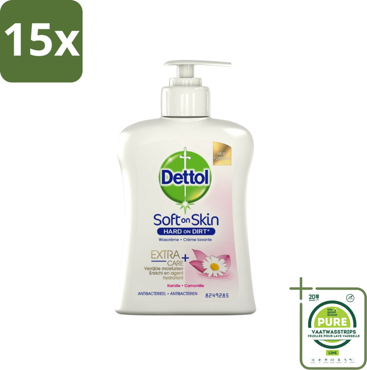 15 x Dettol - Handzeep - Antibacterieel - Hydraterend - Kamille - 250 ml - Grootverpakking - Handzeep - Antibacterieel - Hydraterend - Kamille - Handwas