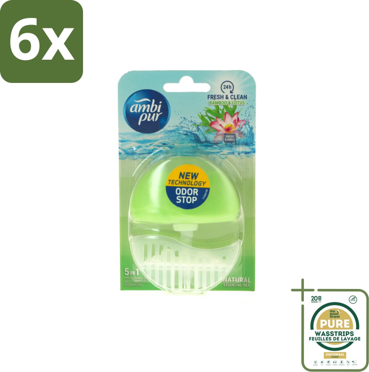 Ambi Pur Toiletblok Starterkit 5in1 Bamboo & Lotus - Voordeelverpakking - 6 stuks - Reiniging - Frisheid