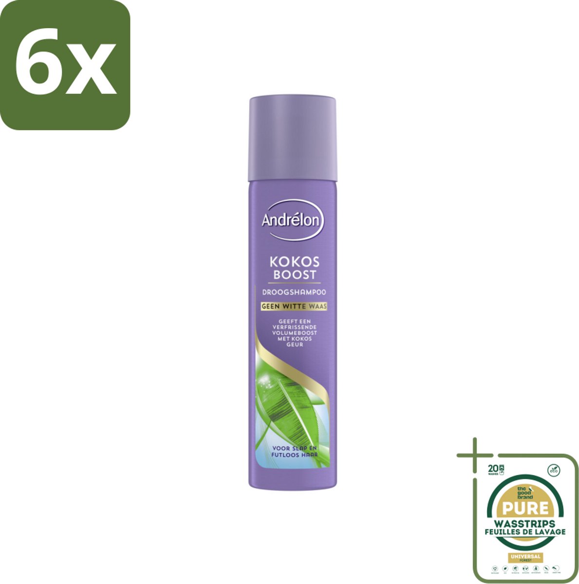 Andrélon Droogshampoo Kokos Boost 245 ml - Voordeelverpakking - 6 stuks - Volume haar - Fris haar