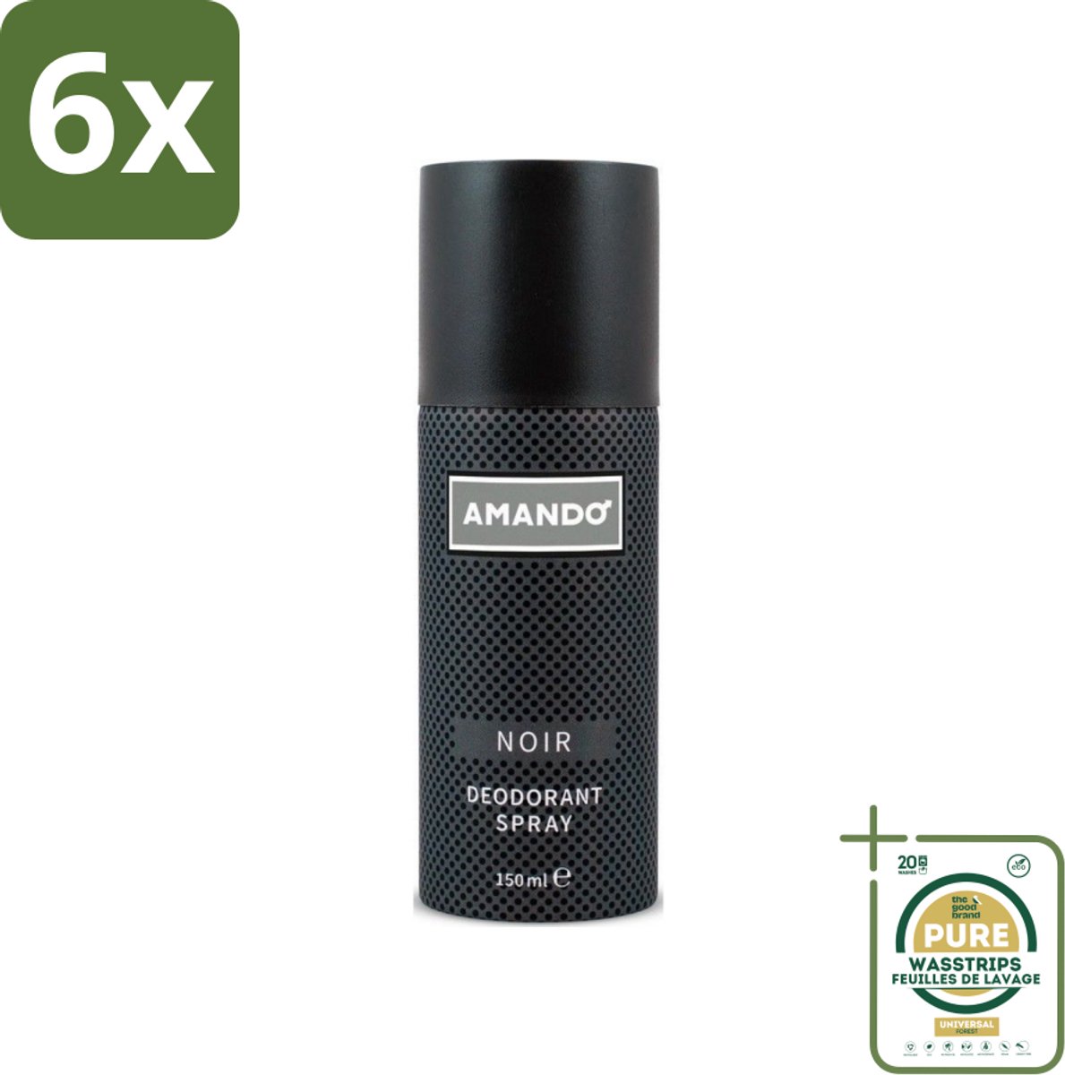 Amando - Noir - Deodorant - Spray - 150 ml - Voordeelverpakking - 6 stuks - Klassieke geur - Langdurige bescherming