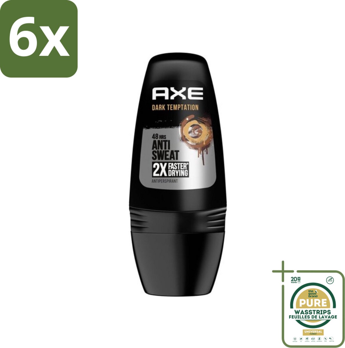 Axe - Deodorant Roller - 48hrs Anti Sweat - Dark Temptation - Anti-transpirant - 50 ml - Voordeelverpakking - 6 stuks - Zweetbevochtiging - Geur