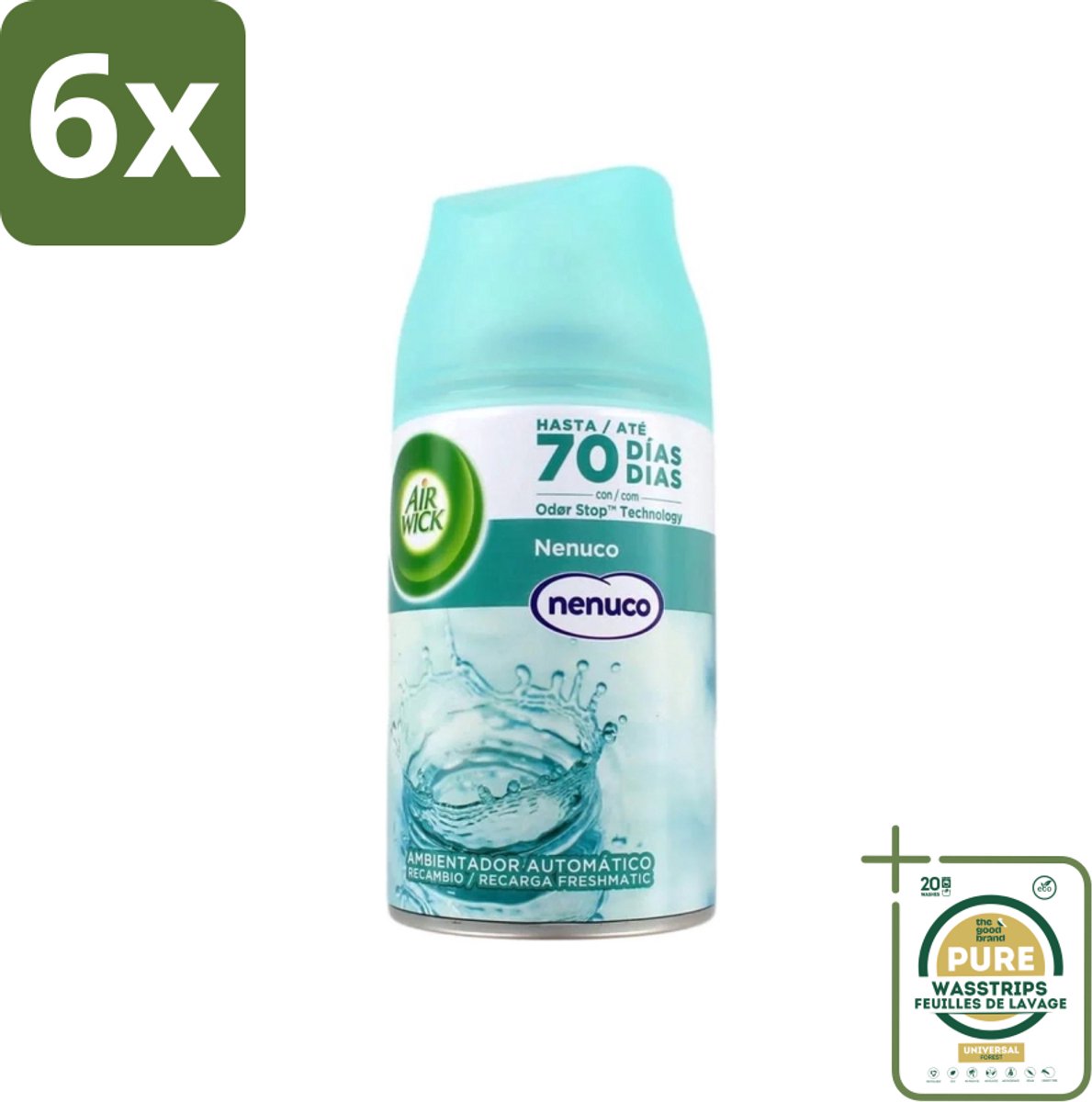 Air Wick - Luchtverfrisser Navulling - Nenuco - Automatische Spray - 250 ml - Voordeelverpakking - 6 stuks - Automatische spray - Geurverspreiding