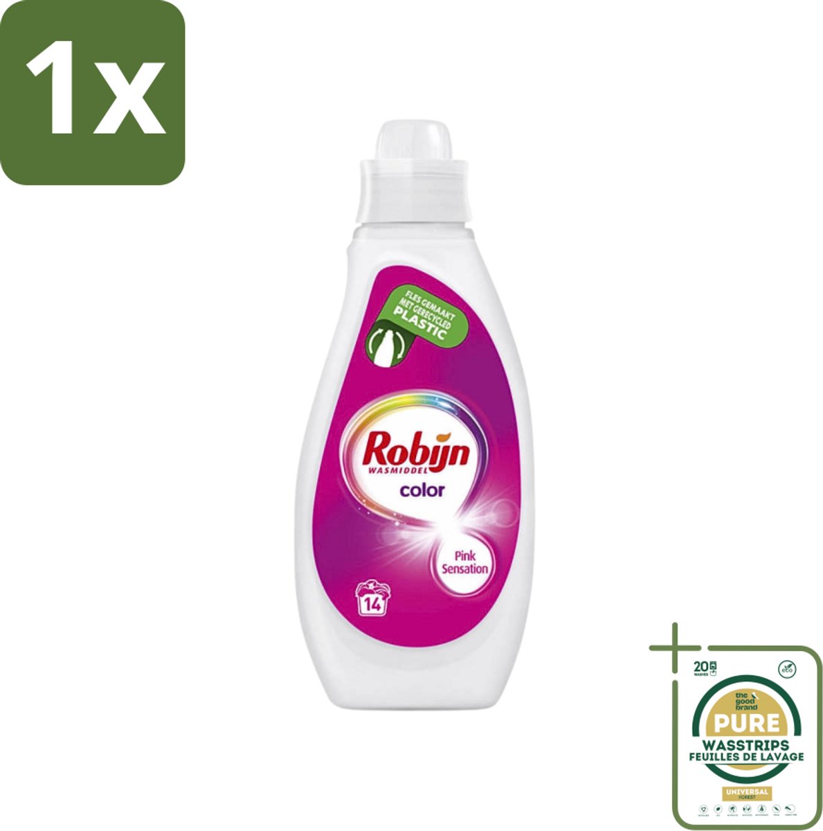 1 x Robijn - Color - Vloeibaar Wasmiddel - Pink Sensation - 14 Wasbeurten - 700 ml- Kleur - Wasmiddel - Wasbeurt - Wasmachine - Wasverzachter