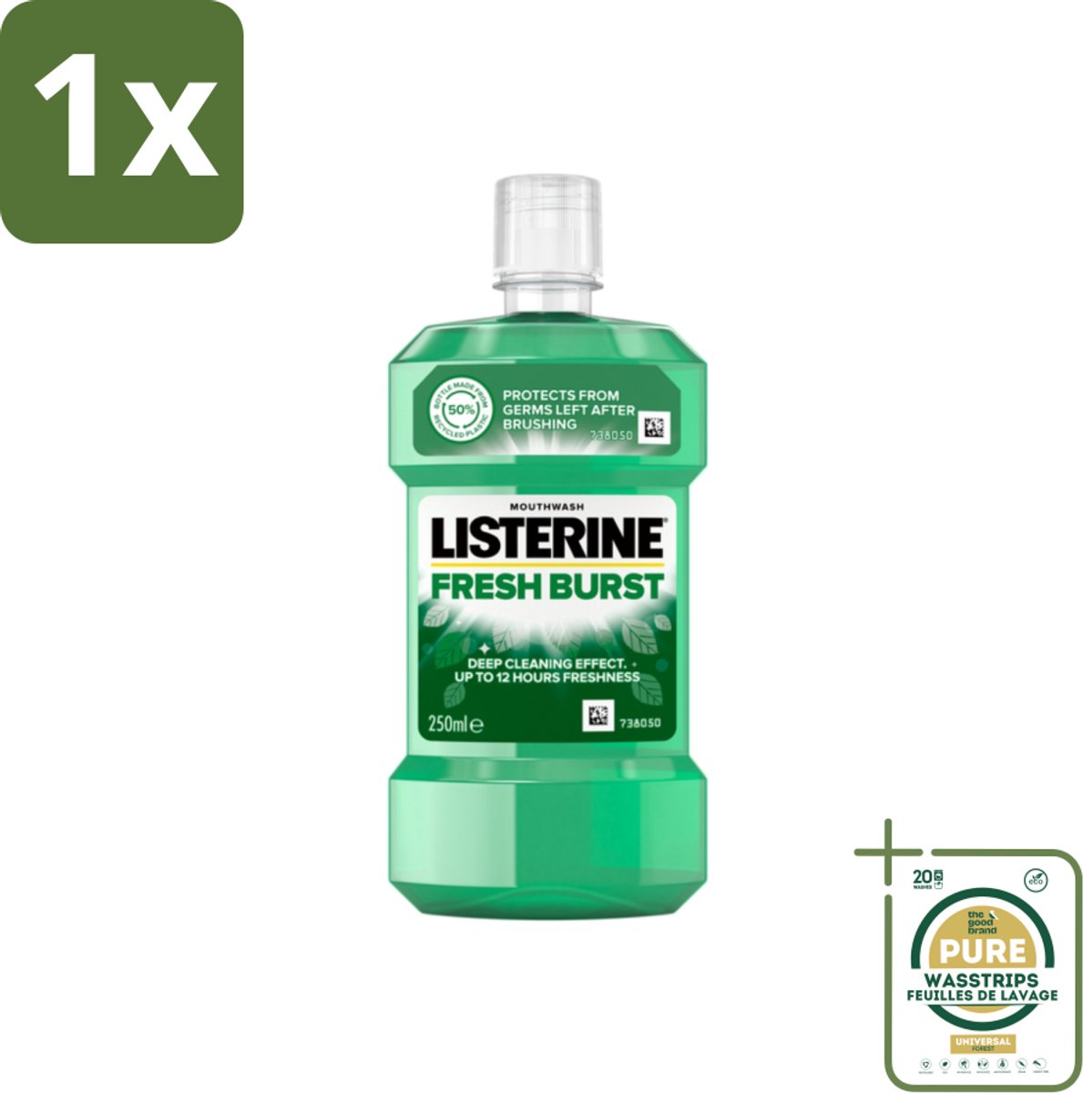 1 x Listerine - Mondwater - Fresh Burst - 250 ml- Mondwater - Mondspoeling - Antibacterieel Mondwater - Frisse Adem - Tandplak