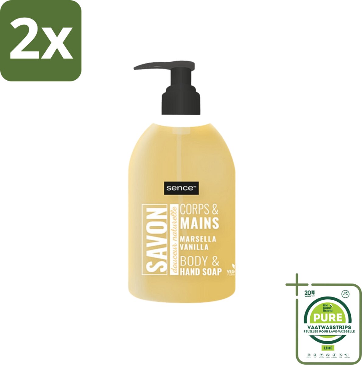 Sence - La Maison Du Savon De Marseille - Handzeep - Vanille - Hygiënisch - 500 ml - Voordeelverpakking - 2 stuks - Savon de Marseille - Handzeep