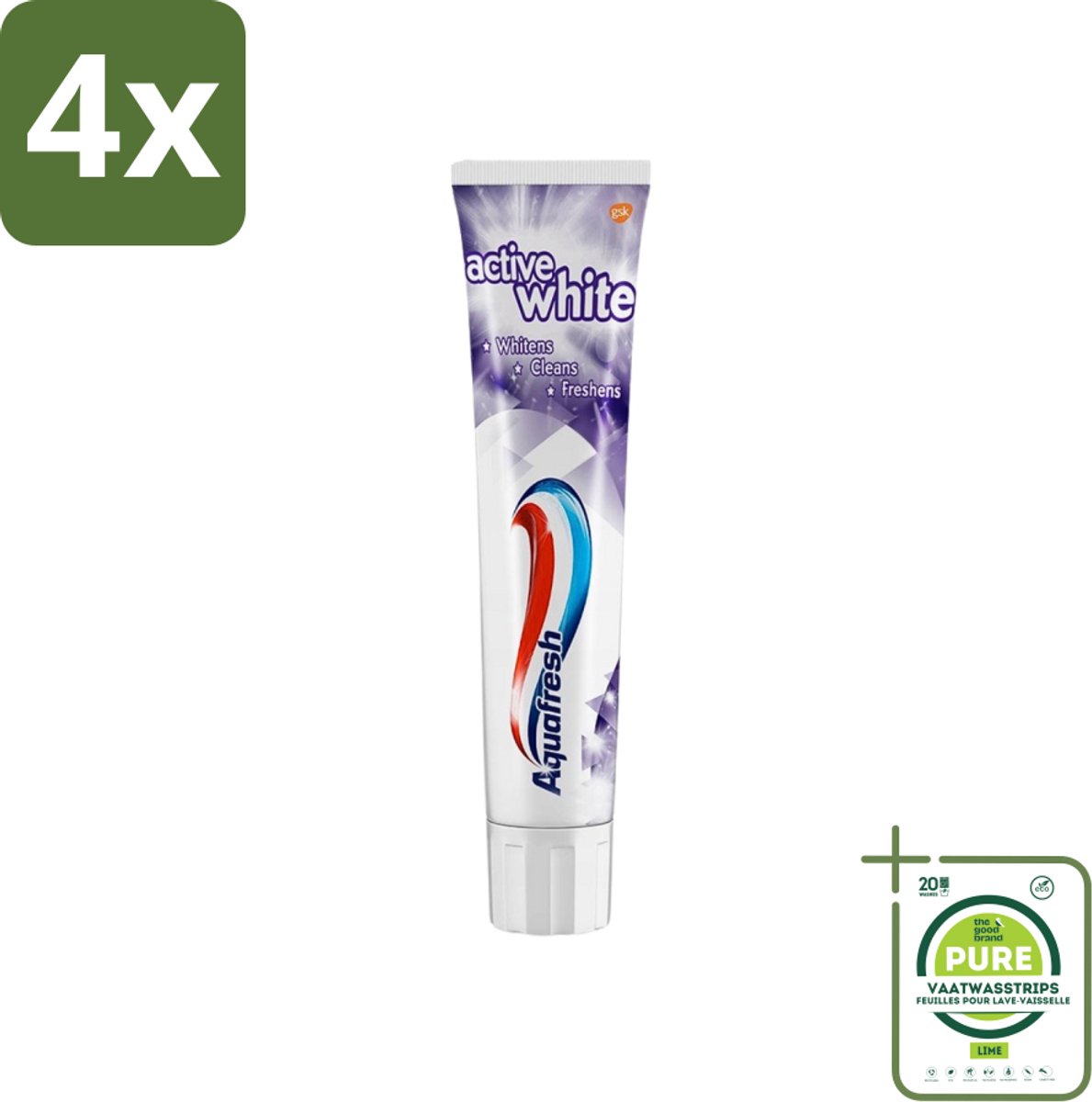 Aquafresh - Tandpasta - Whitening - Stralend Witte Tanden - 100 ml - Voordeelverpakking - 4 stuks - Tandpasta - Witte tanden