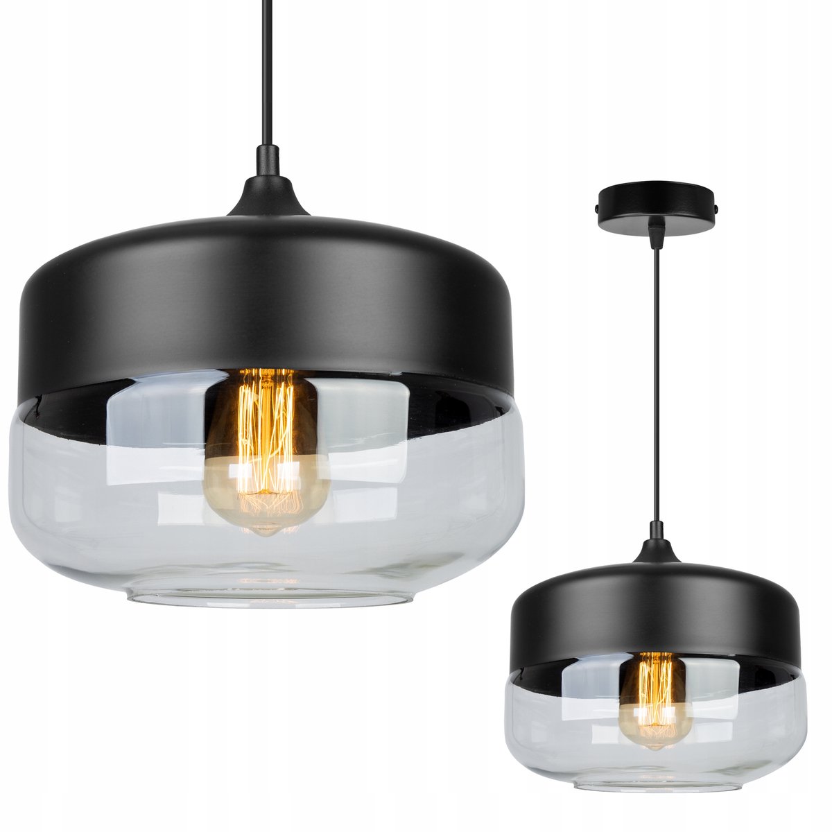 Moderne Glazen plafondlamp - zwart/transparant, E27
