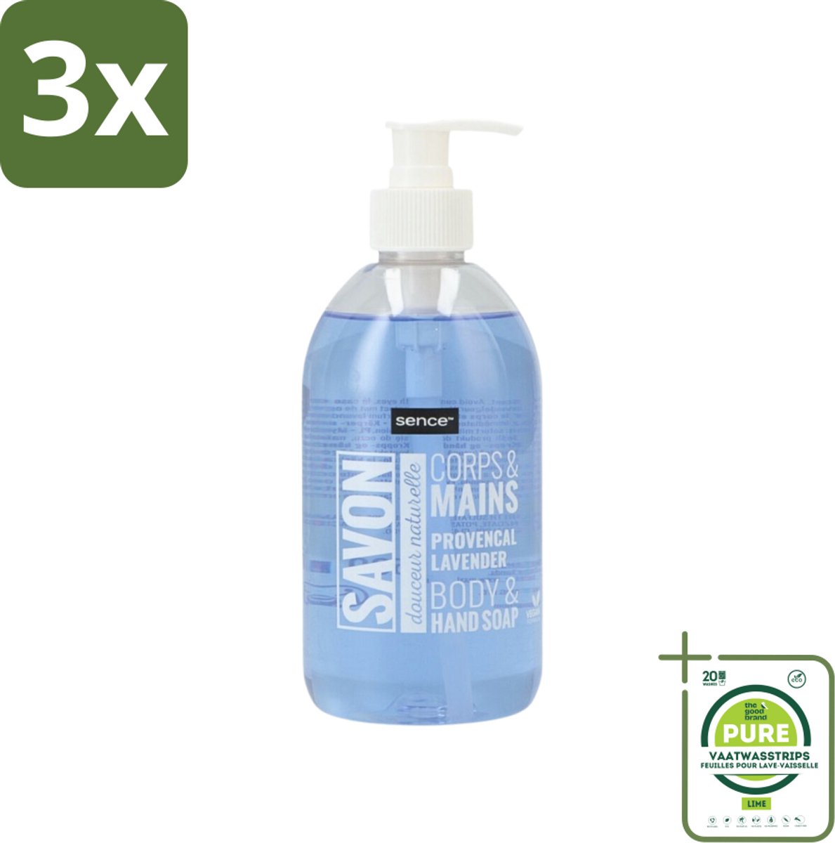 3 x Sence - Provencal Lavendel - Handzeep - Savon - 500 ml - Grootverpakking - Sence Handzeep - Lavendel Geur - Vloeibare Handzeep - Handzeep Provencal Lavendel - Handzeep 500 Ml