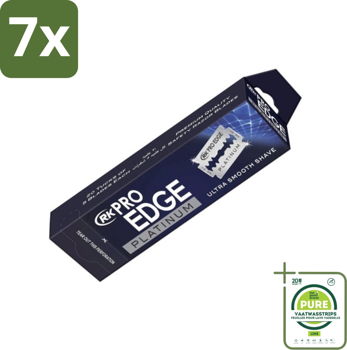 7 x Pro Edge - Double Edge Blade - Dubbele Scheermesjes - Super Smooth Shave - 100 Mesjes - Grootverpakking - Dubbele Scheermesjes - Super Smooth Shave - 6B HC Staal - Scheermes - Scherpe Rand