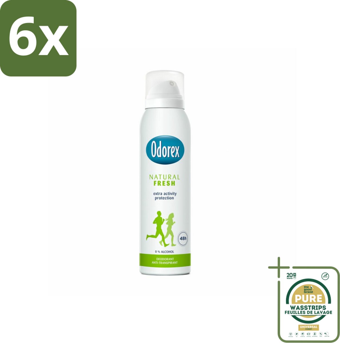 Odorex Deodorant Spray Natural Fresh 150 ml - Voordeelverpakking - 6 stuks - Alcoholvrije deodorant - Huidvriendelijk